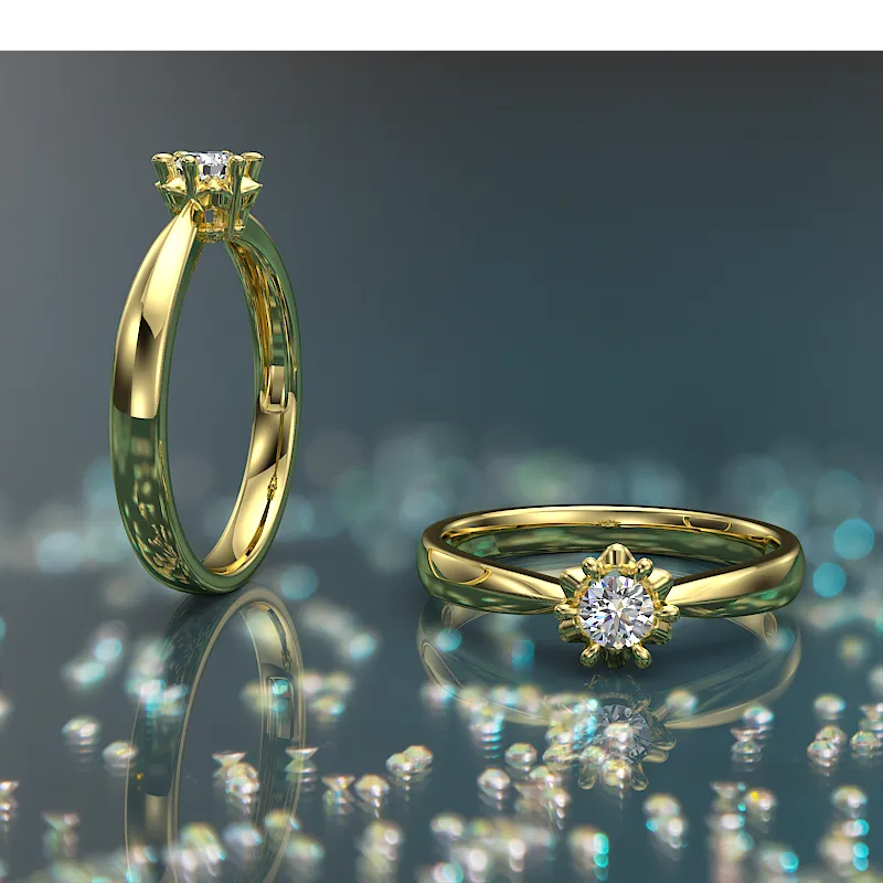 0.16ct Brilliant Cut Diamond Solitaire Gold Engagement Ring - 01US21