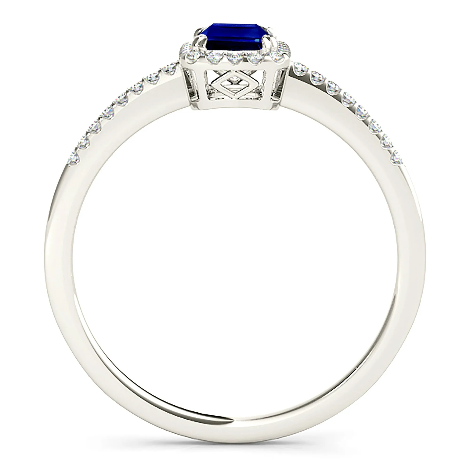 0.70 ct. Natural Blue Sapphire Ring With Halo Style