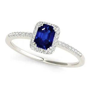 0.70 ct. Natural Blue Sapphire Ring With Halo Style