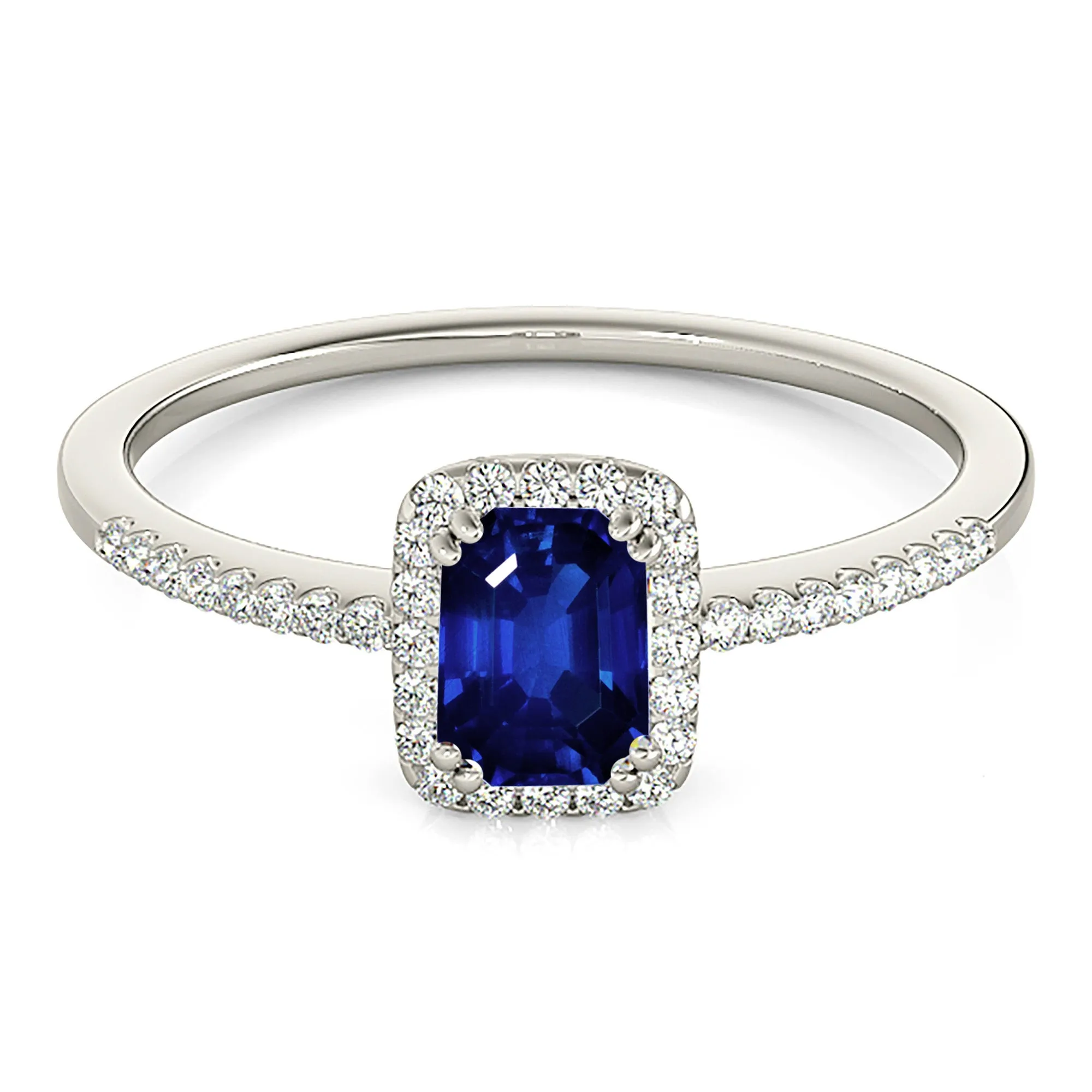 0.70 ct. Natural Blue Sapphire Ring With Halo Style