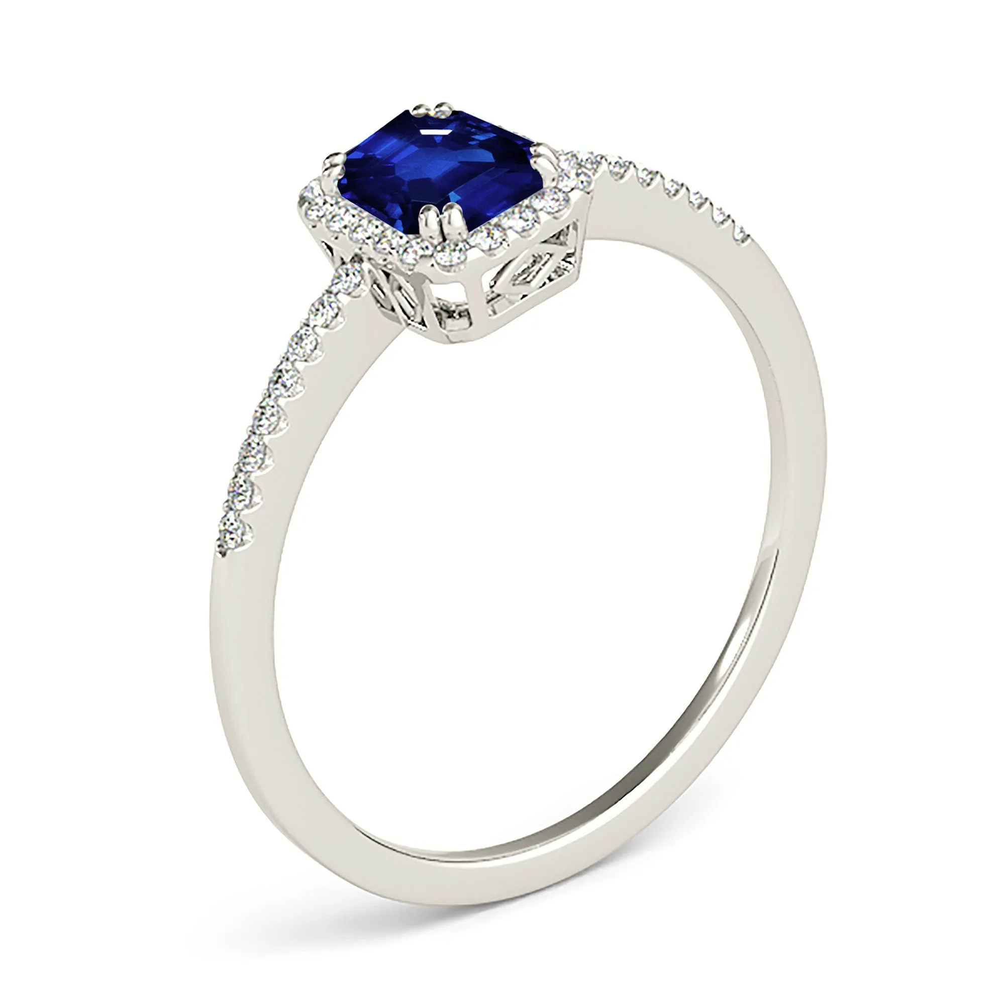 0.70 ct. Natural Blue Sapphire Ring With Halo Style