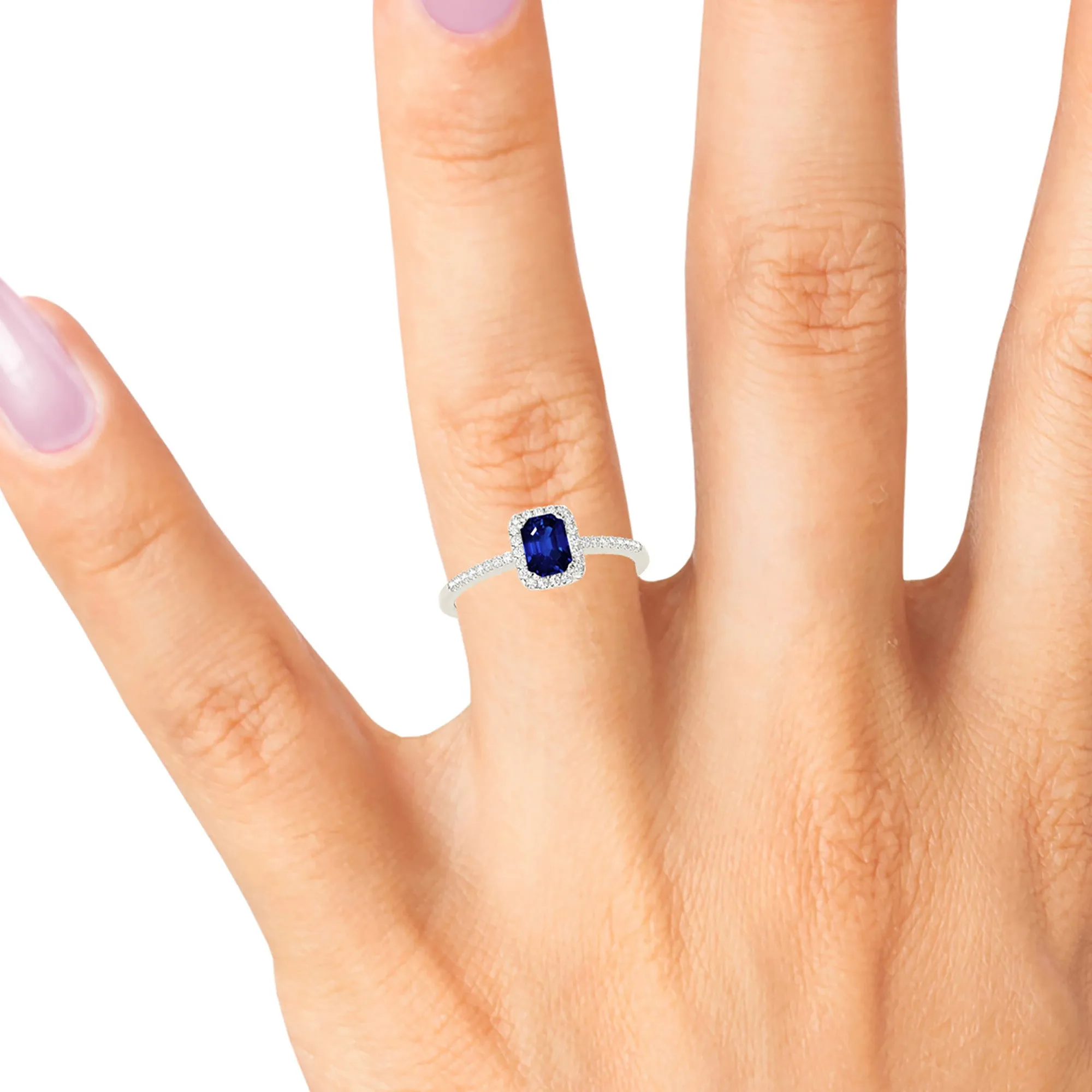 0.70 ct. Natural Blue Sapphire Ring With Halo Style