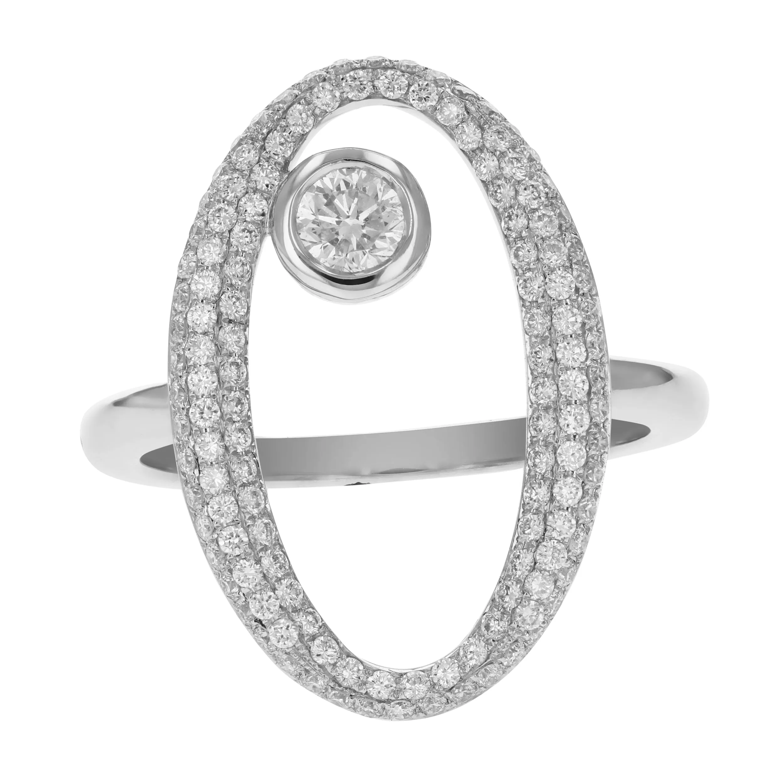 0.90 cttw Oval Diamond Engagement Rings in 18K White Gold