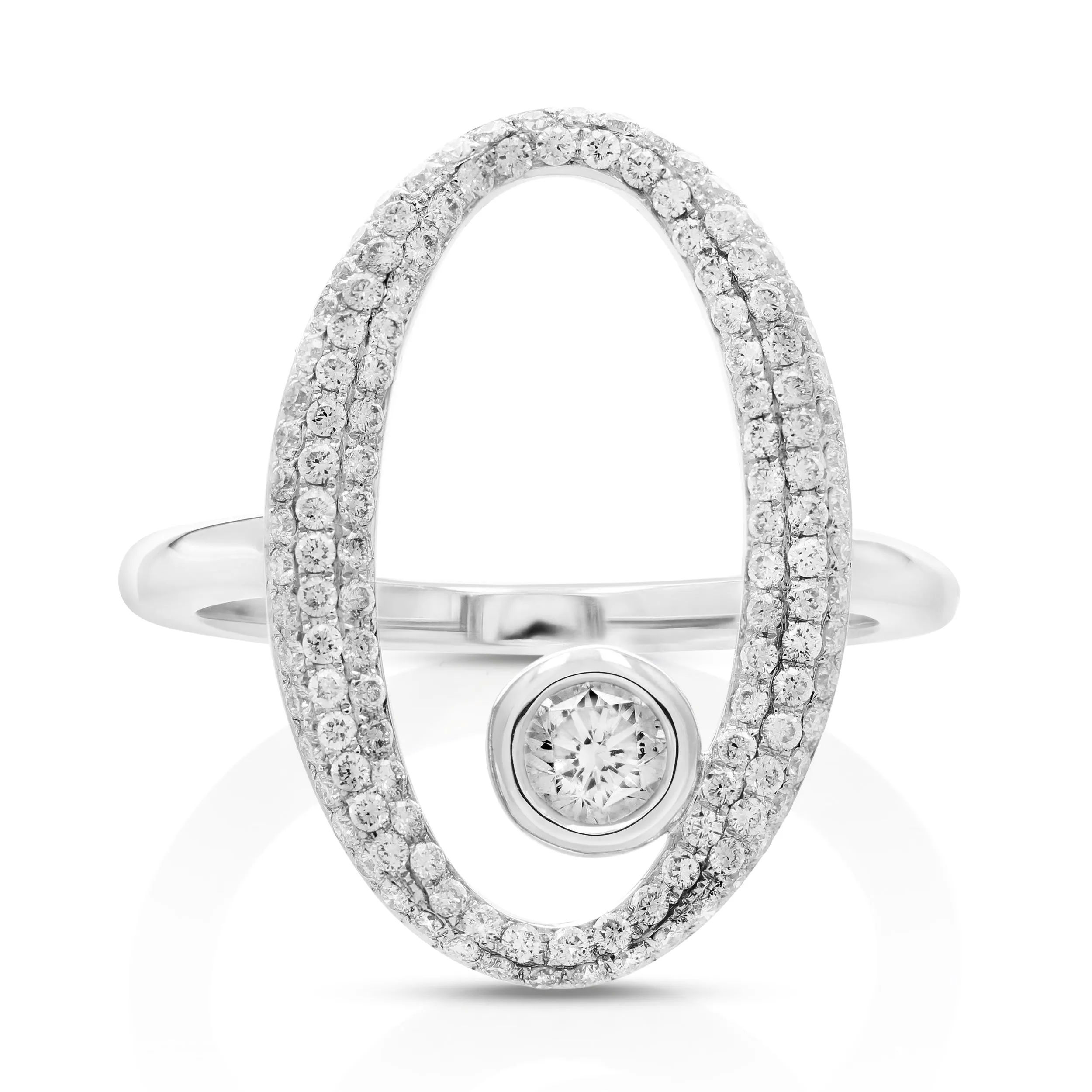 0.90 cttw Oval Diamond Engagement Rings in 18K White Gold