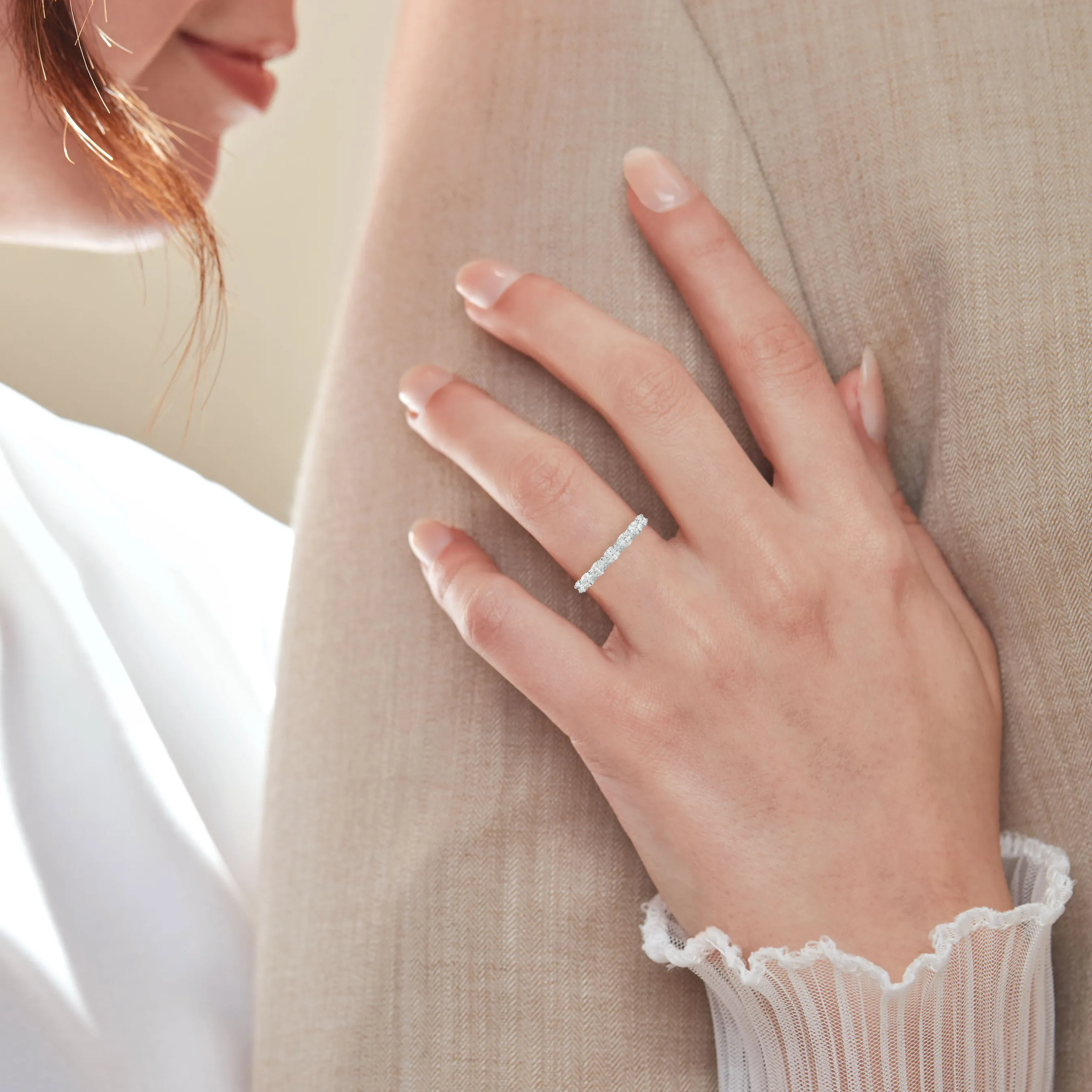 1.0 Carat East West Oval Cut Diamond Half Eternity Band