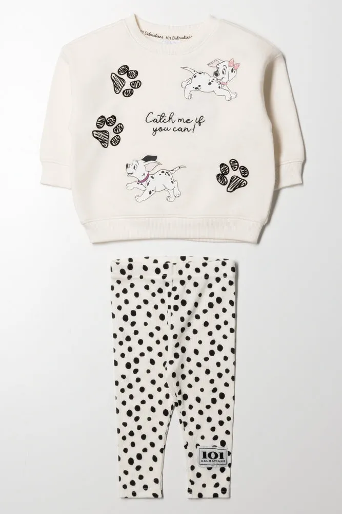 101 Dalmatians Crew Neck and Leggings Set Cream & Black