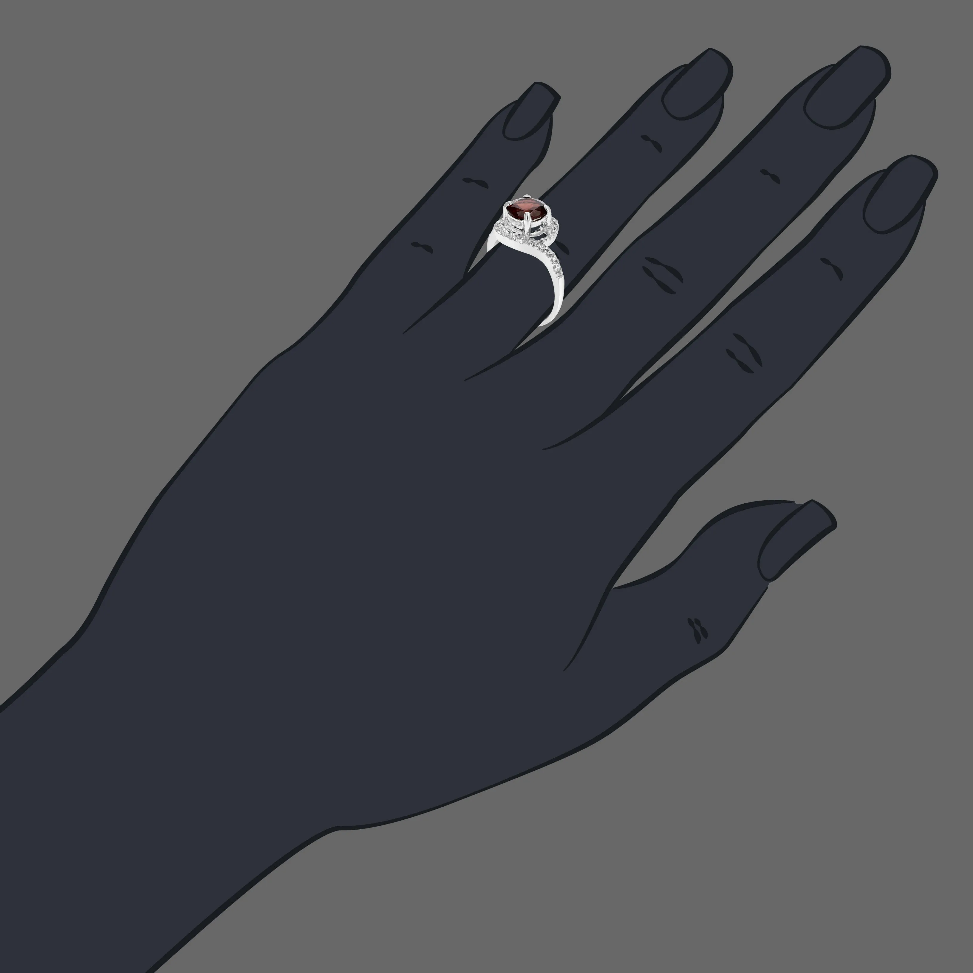 1.05 cttw Round Halo Style Garnet Ring .925 Sterling Silver with Rhodium 7 MM