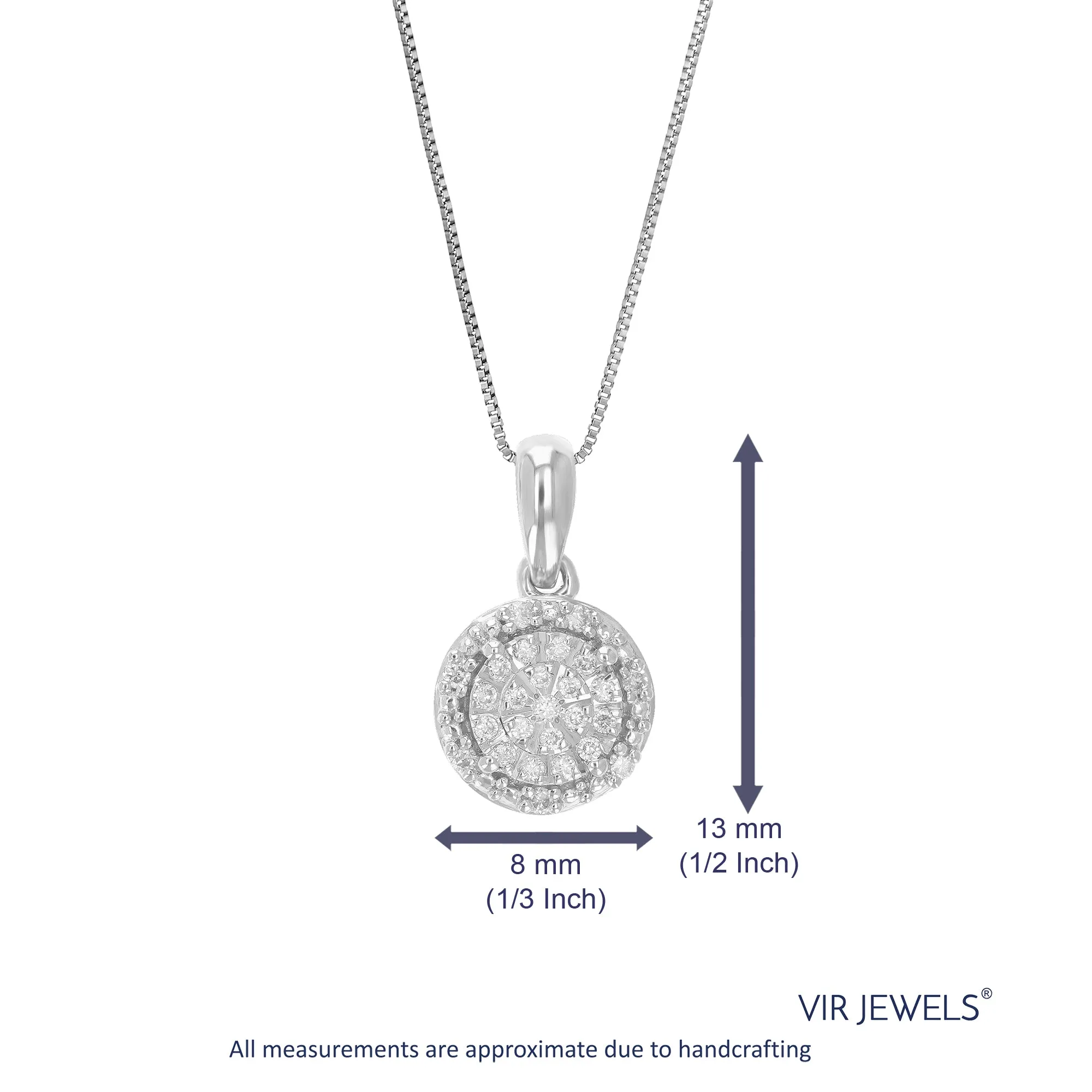 1/10 cttw Lab Grown Diamond Cluster Pendant in Silver