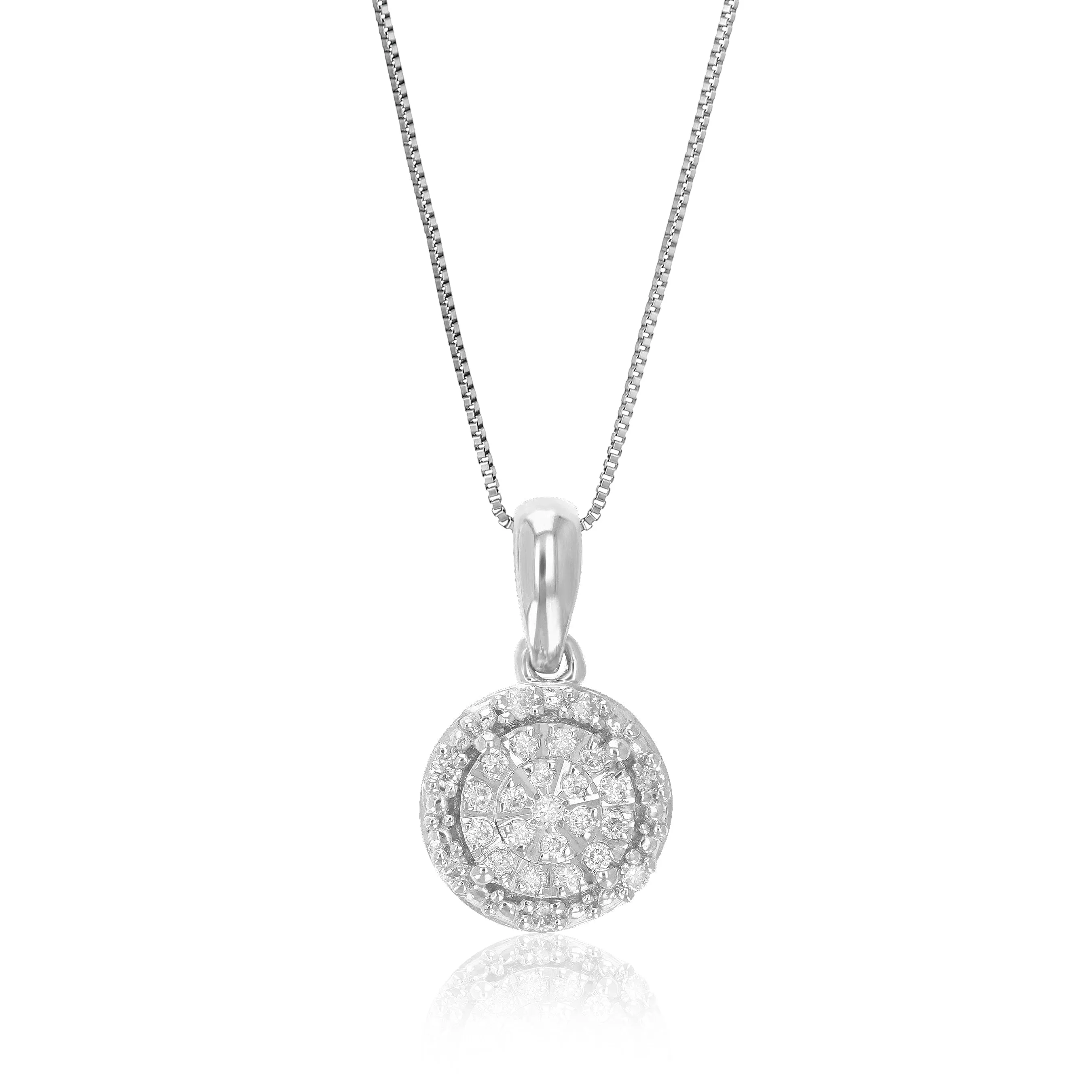 1/10 cttw Lab Grown Diamond Cluster Pendant in Silver