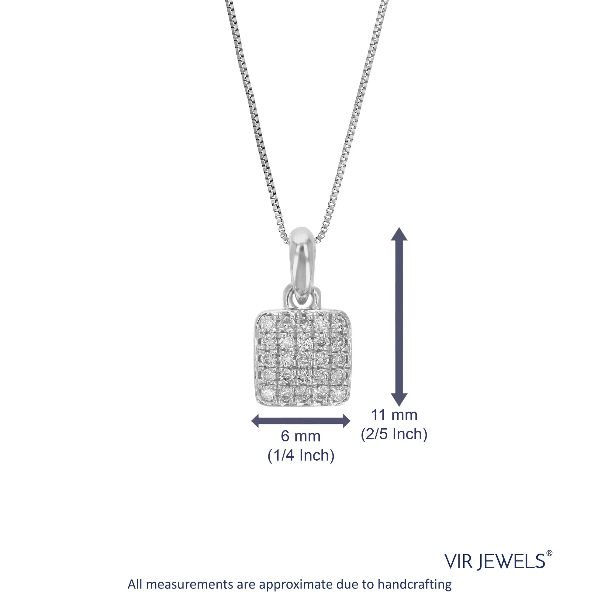 1/10 cttw Lab Grown Diamond Cushion Cluster Pendant in Silver