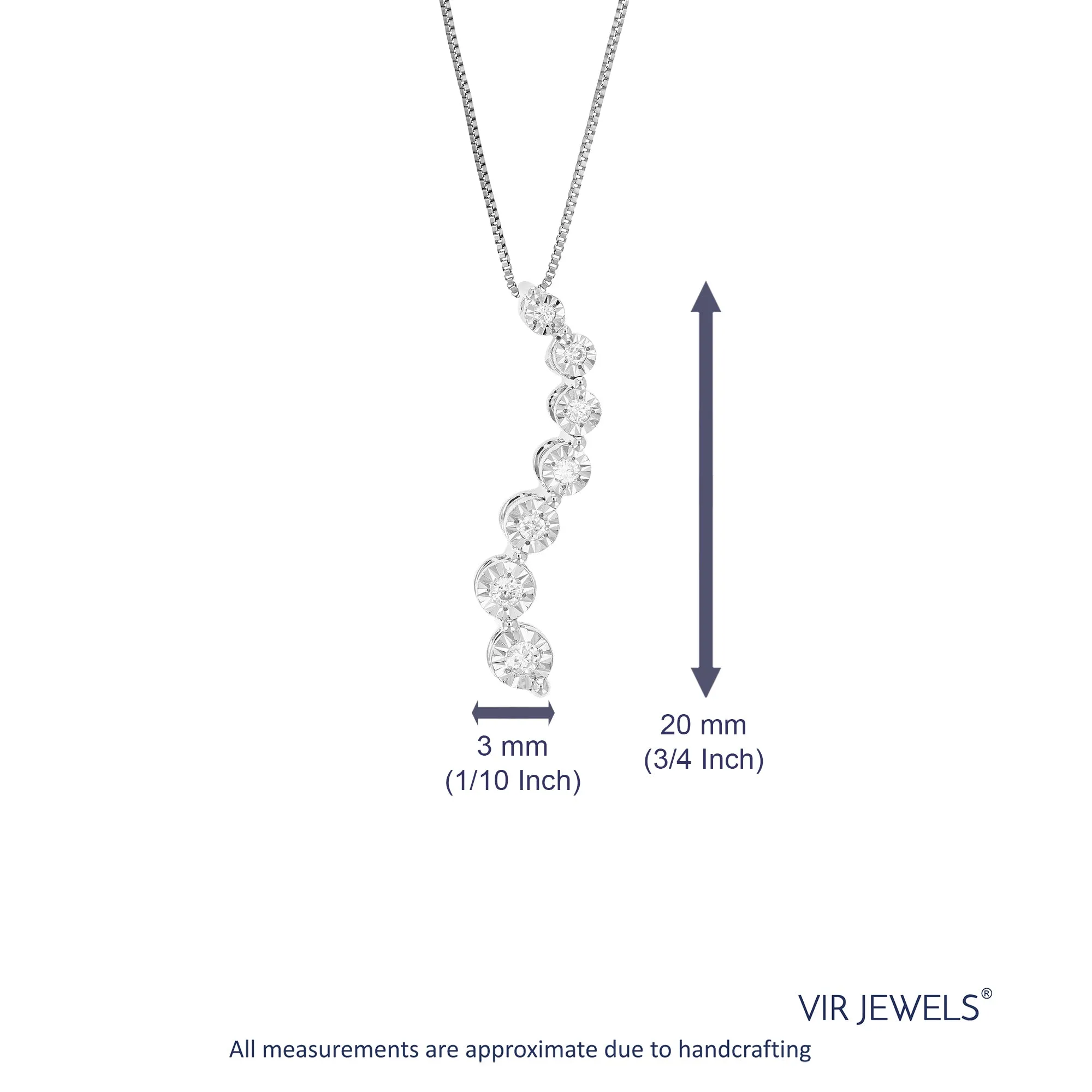 1/12 cttw Lab Grown Diamond Floating Wave Pendant in Sterling Silver
