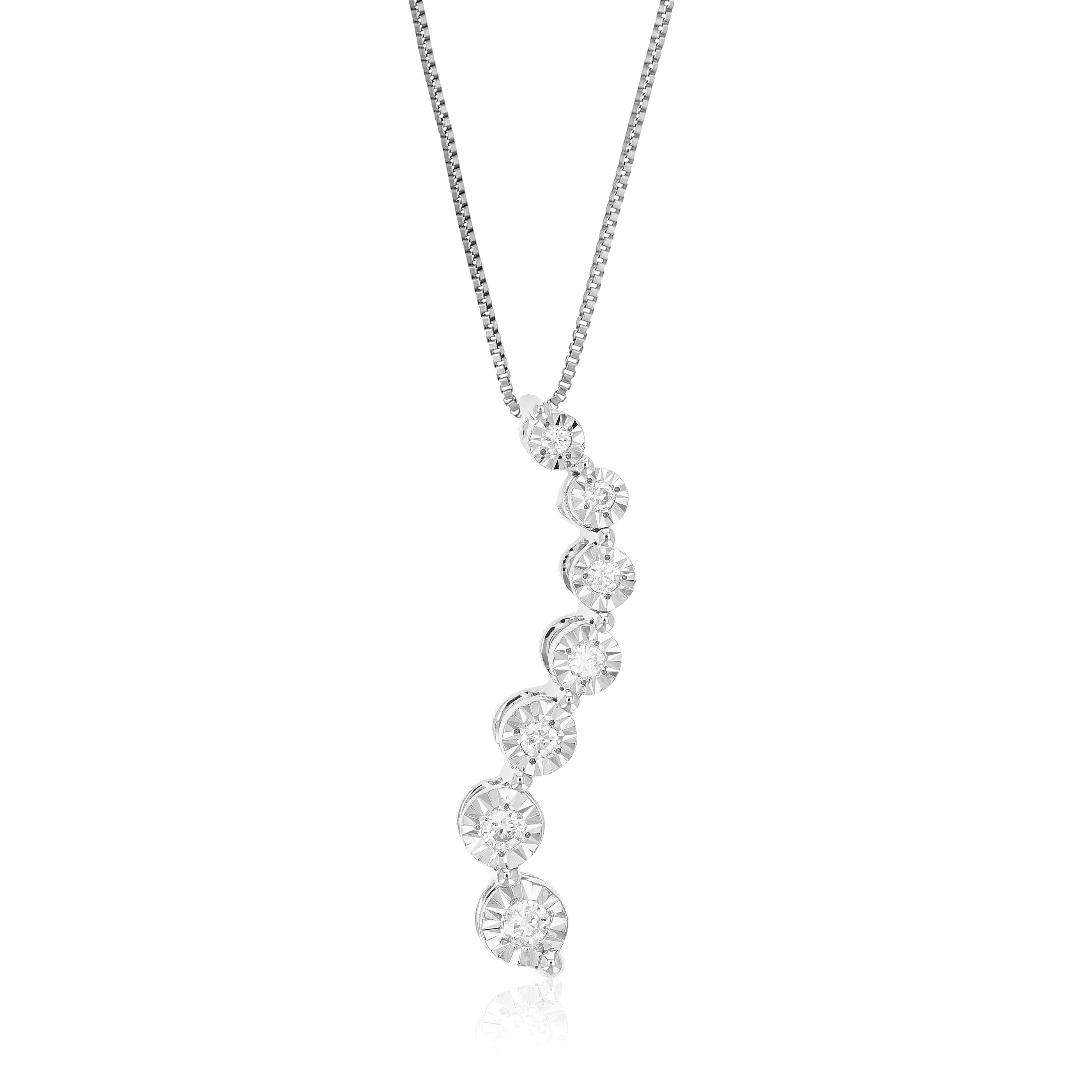 1/12 cttw Lab Grown Diamond Floating Wave Pendant in Sterling Silver