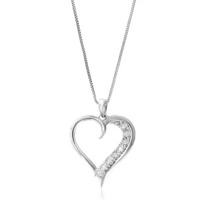 1/14 cttw Lab Grown Diamond Heart Love Pendant in Sterling Silver