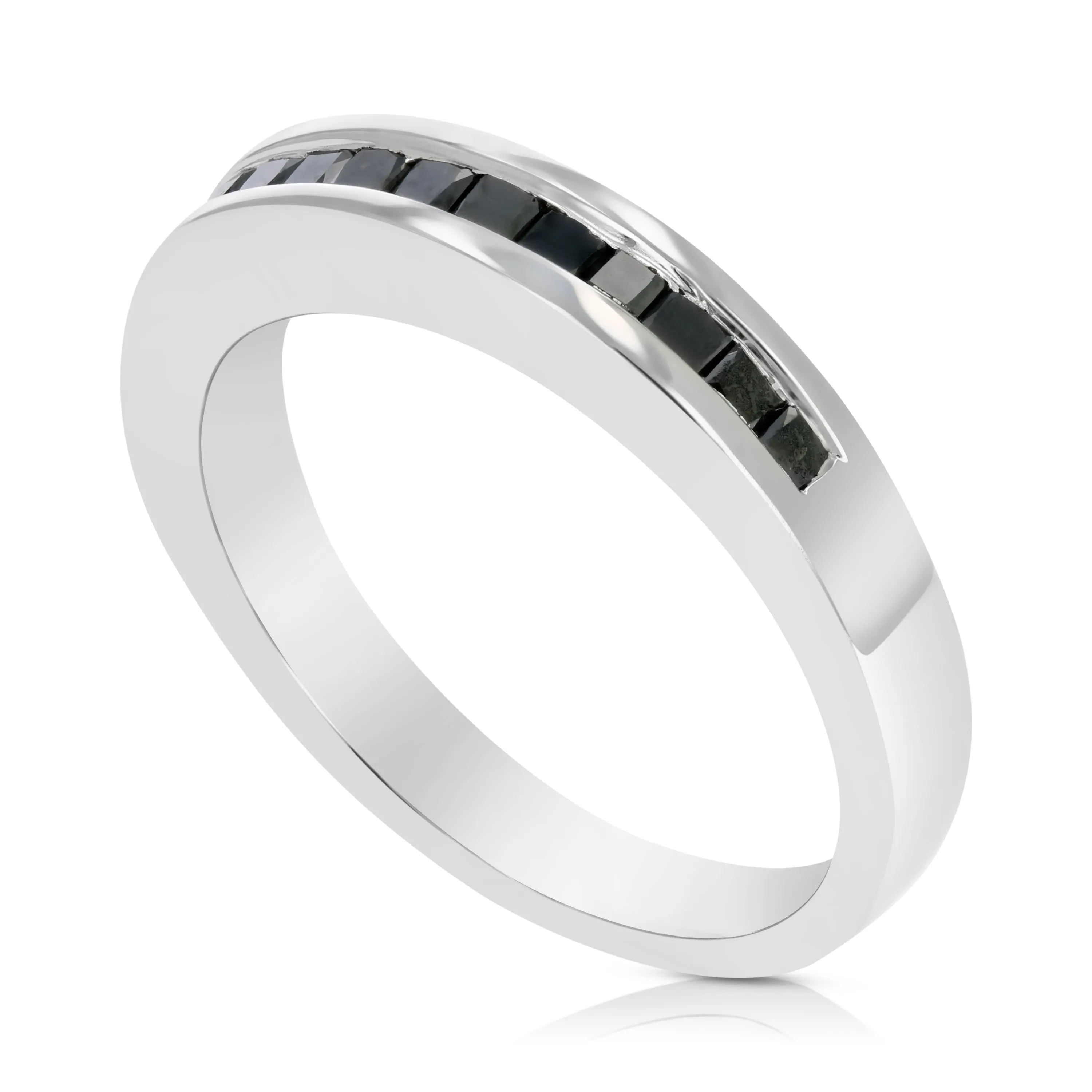 1/2 cttw Black Princess Diamond Wedding Band in Sterling Silver