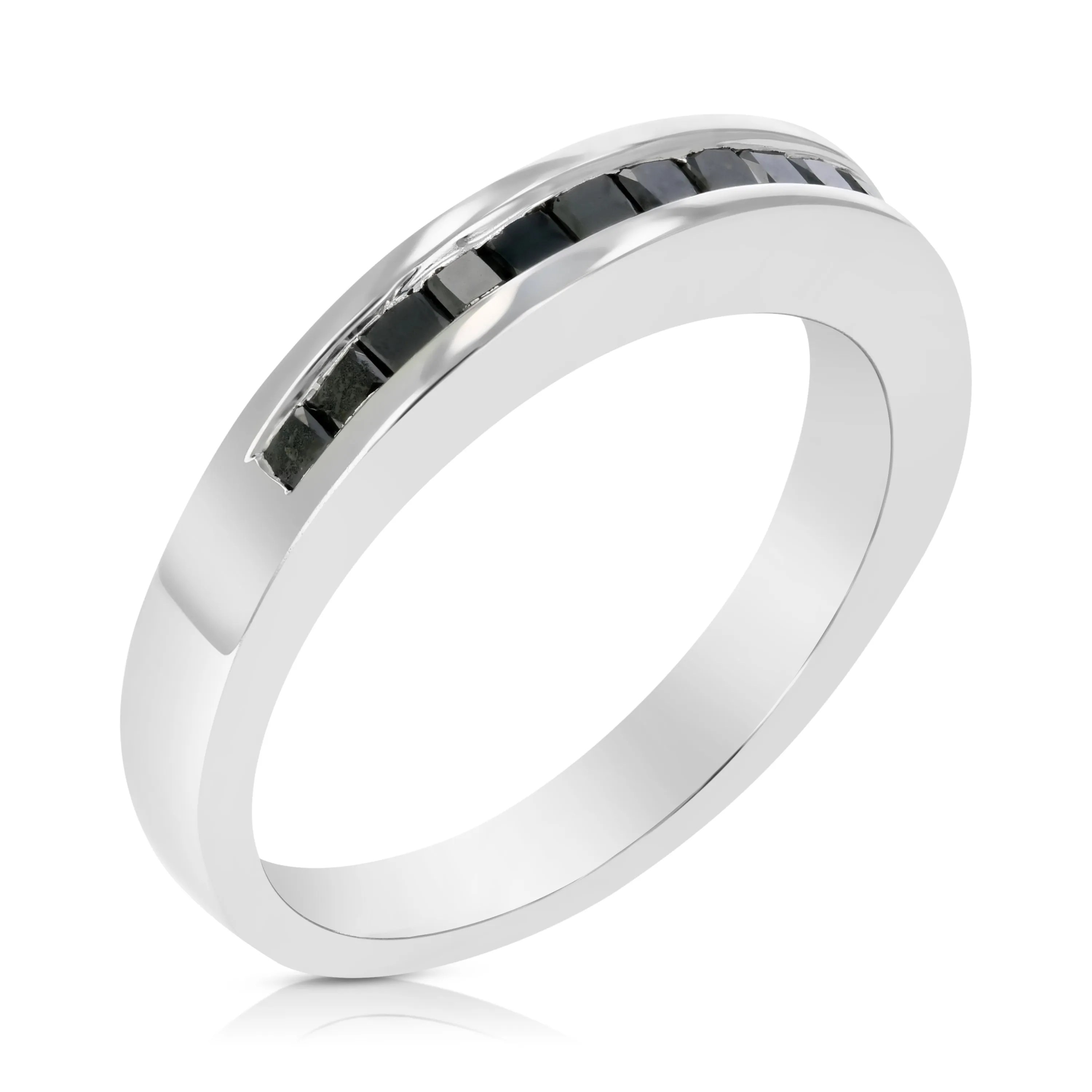 1/2 cttw Black Princess Diamond Wedding Band in Sterling Silver