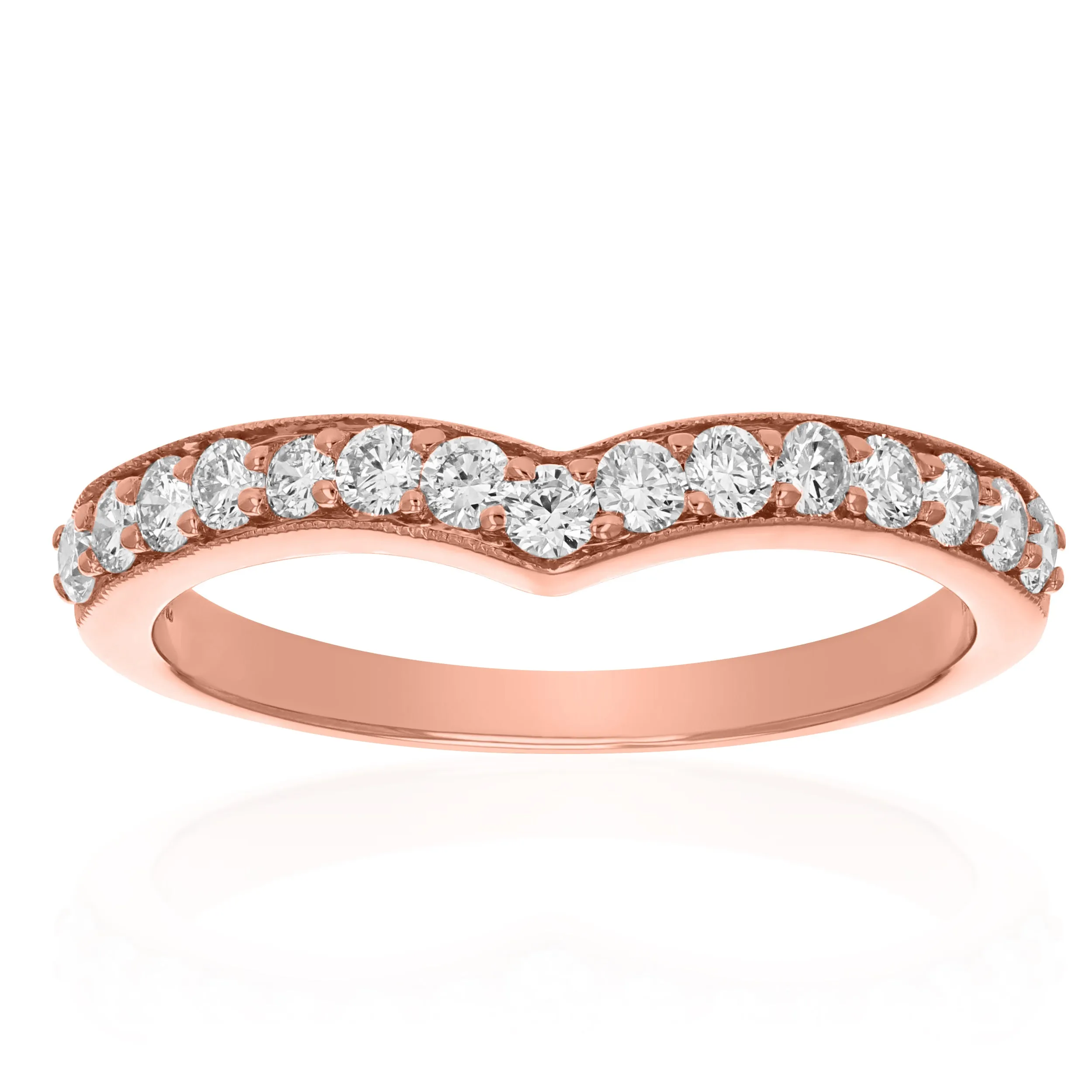 1/2 cttw Classic Diamond Wedding Band for Women in 14K Rose Gold