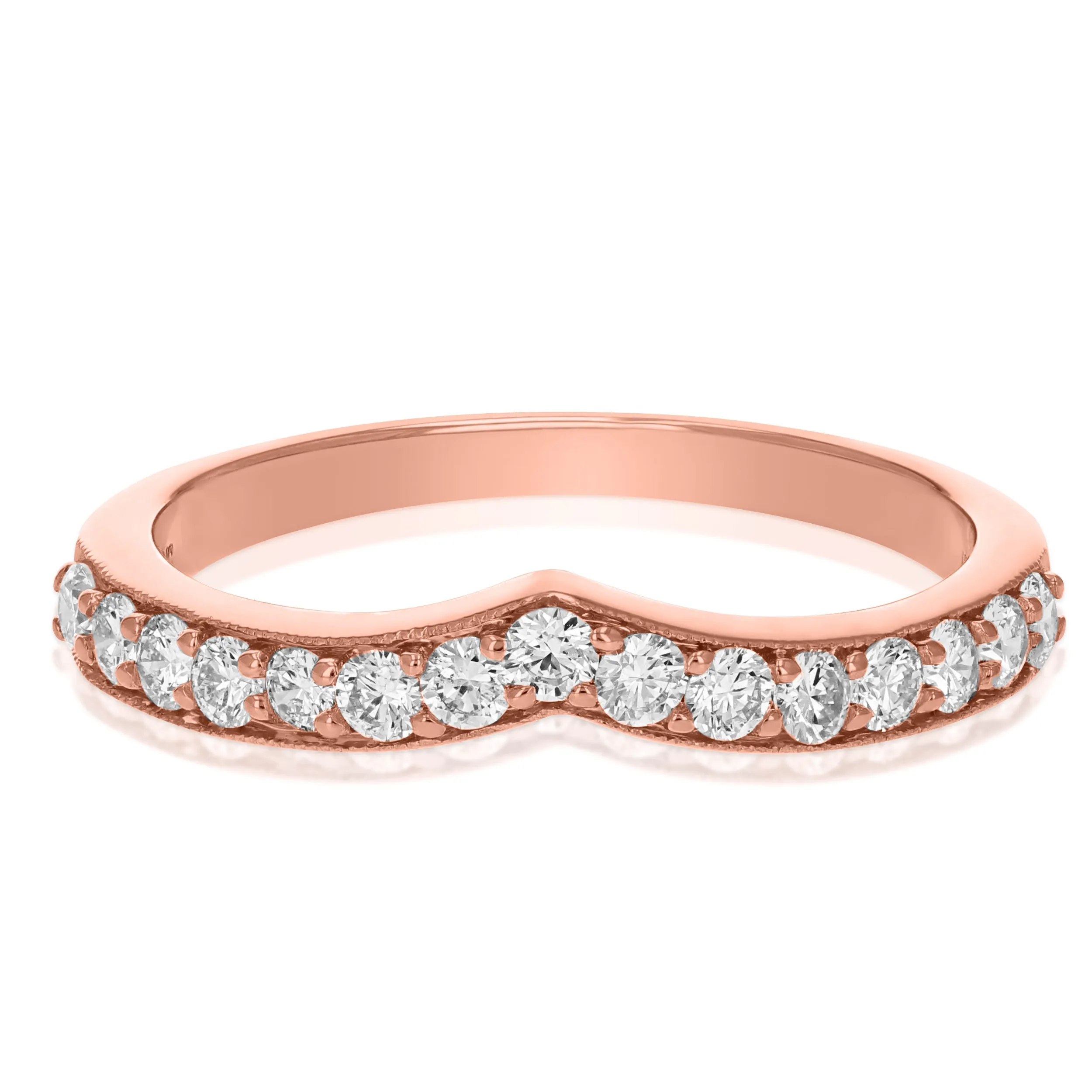 1/2 cttw Classic Diamond Wedding Band for Women in 14K Rose Gold