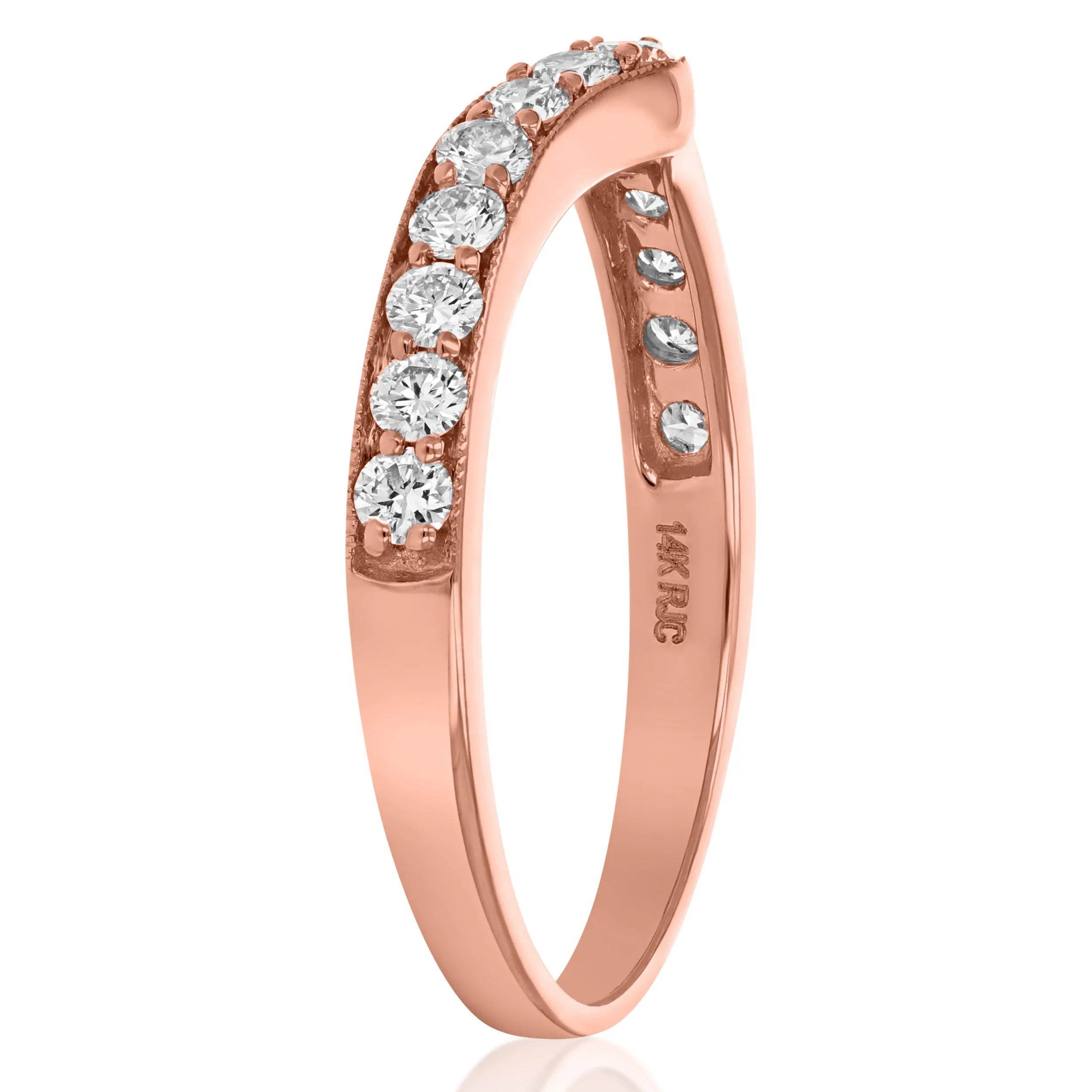 1/2 cttw Classic Diamond Wedding Band for Women in 14K Rose Gold