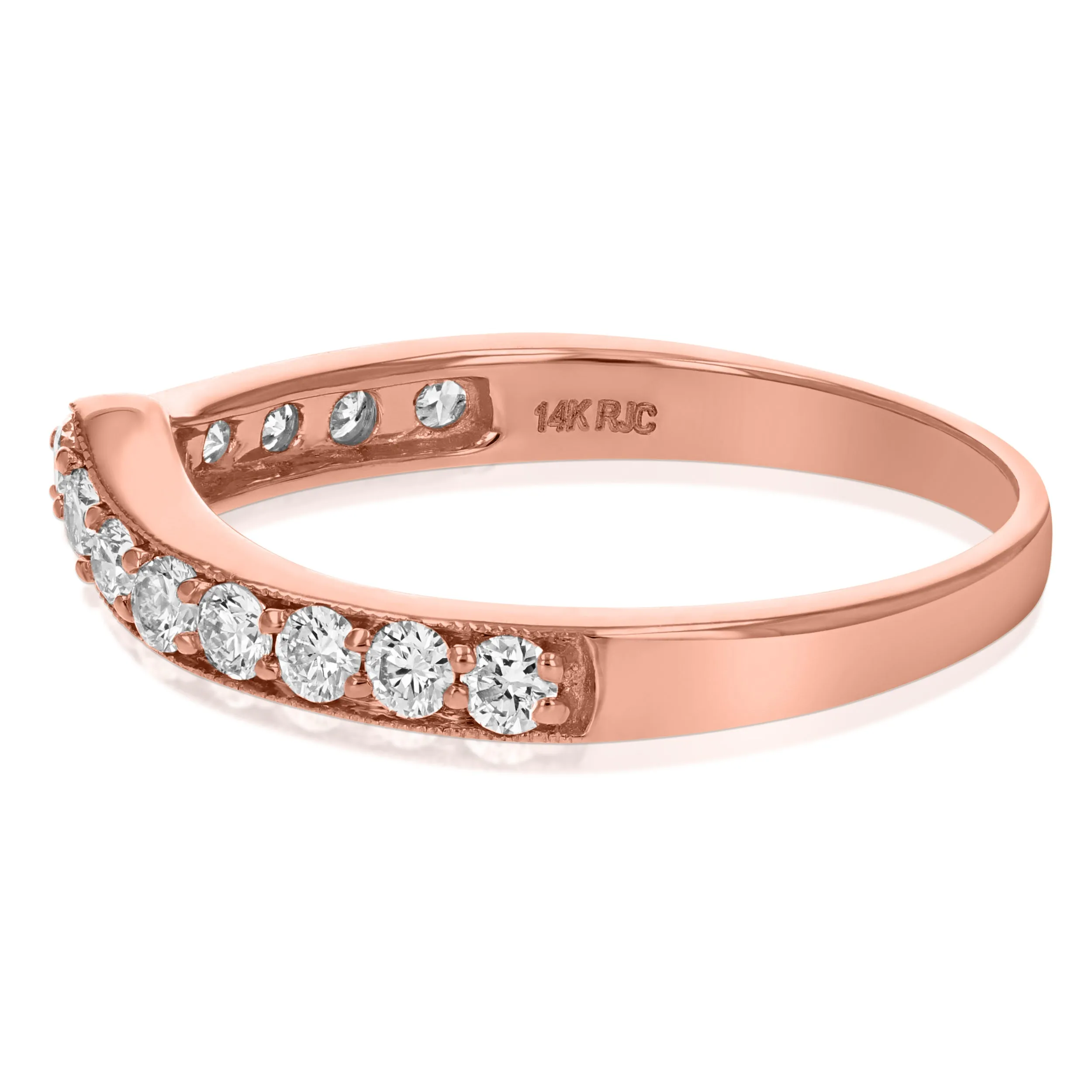 1/2 cttw Classic Diamond Wedding Band for Women in 14K Rose Gold