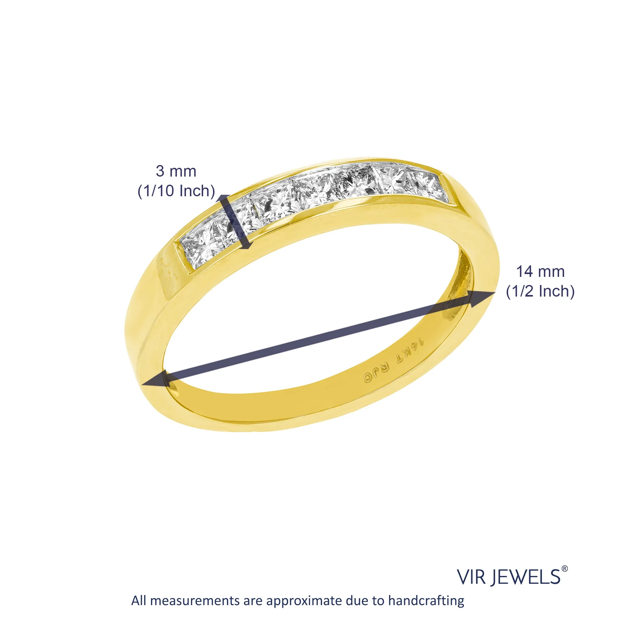 1/2 cttw Princess cut Diamond Wedding Band in 14K Yellow Gold