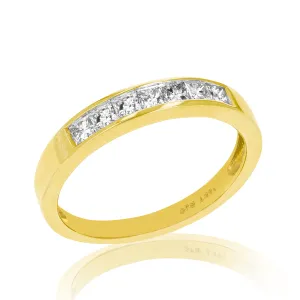 1/2 cttw Princess cut Diamond Wedding Band in 14K Yellow Gold