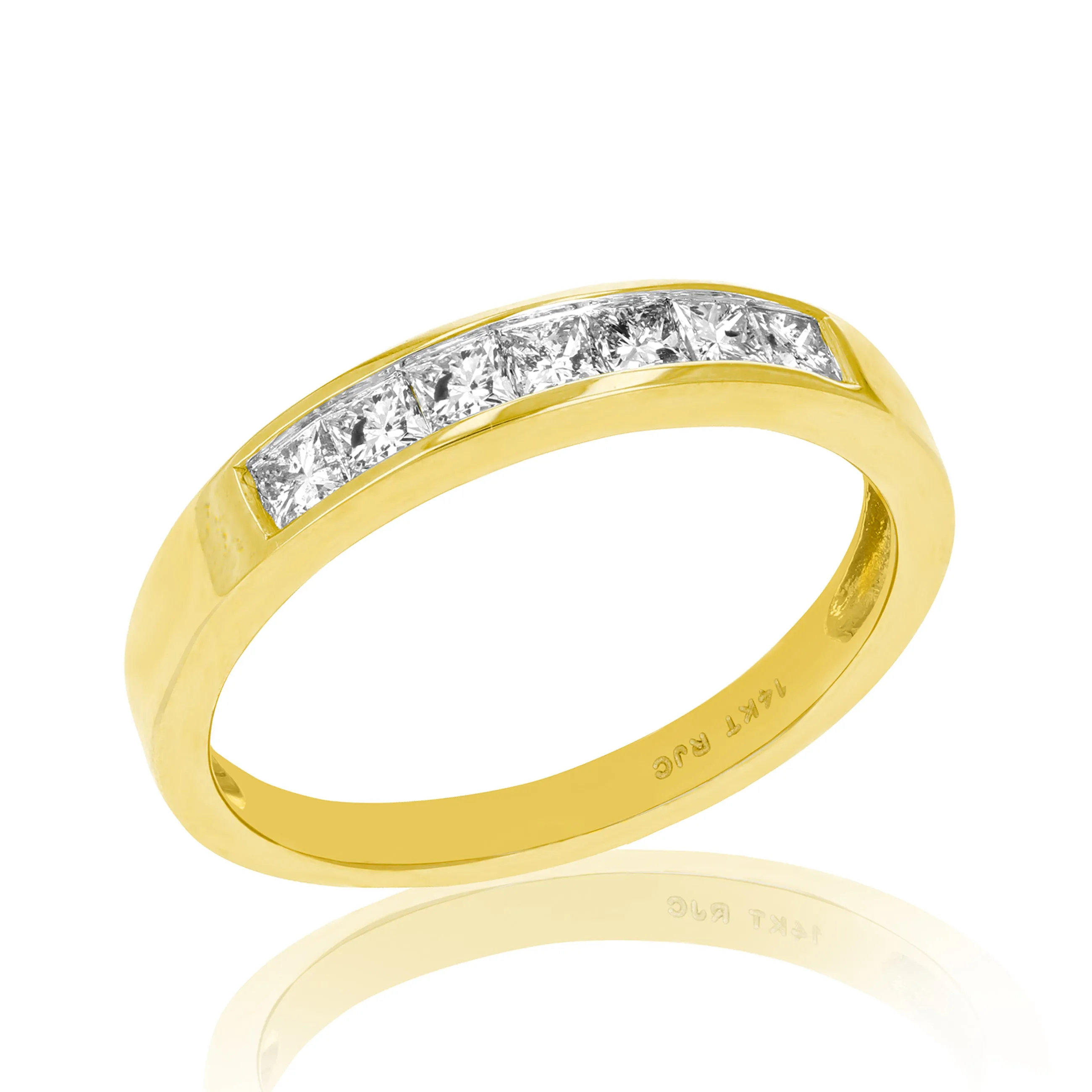 1/2 cttw Princess cut Diamond Wedding Band in 14K Yellow Gold