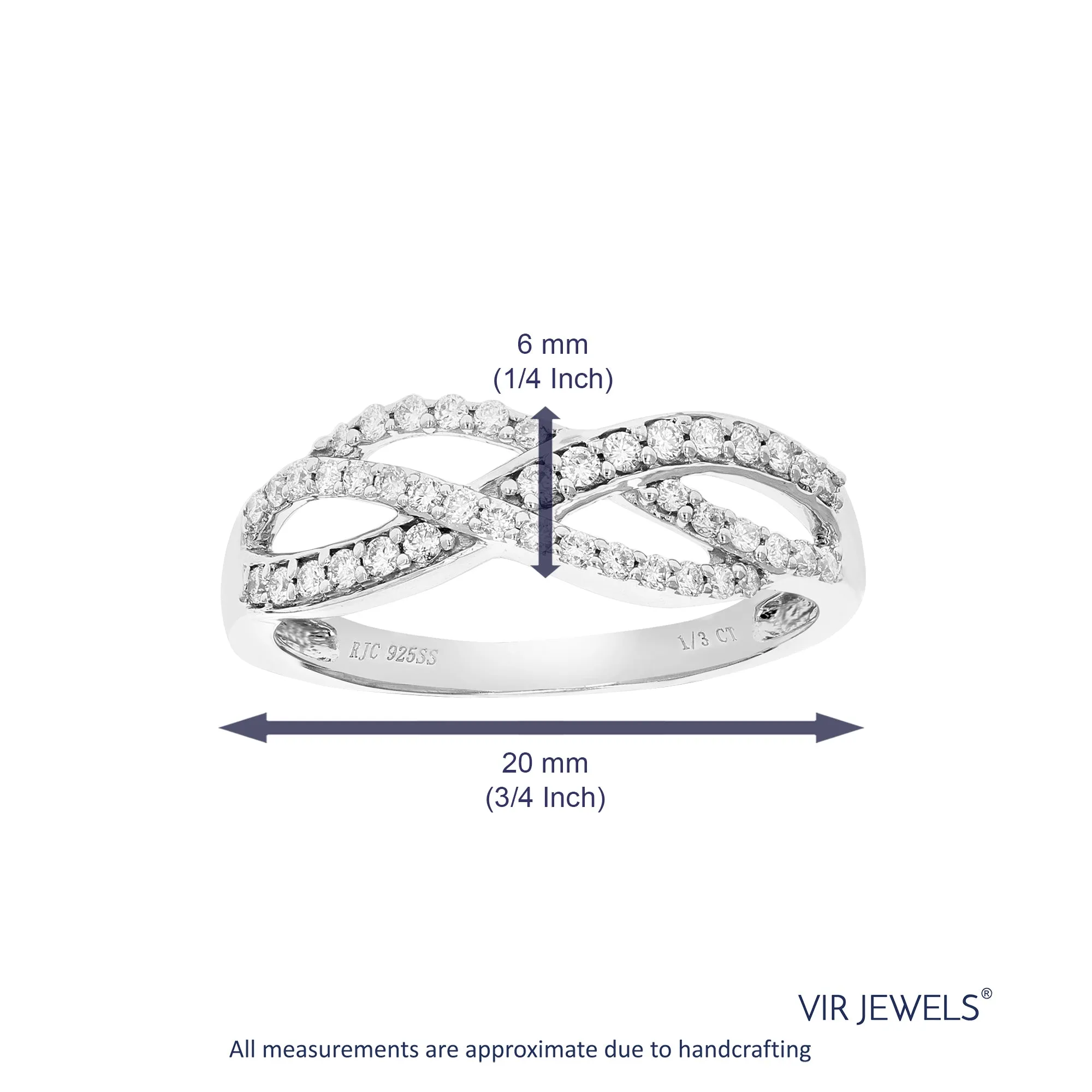 1/3 cttw Lab Grown Diamond Entangled Wedding Band in Silver