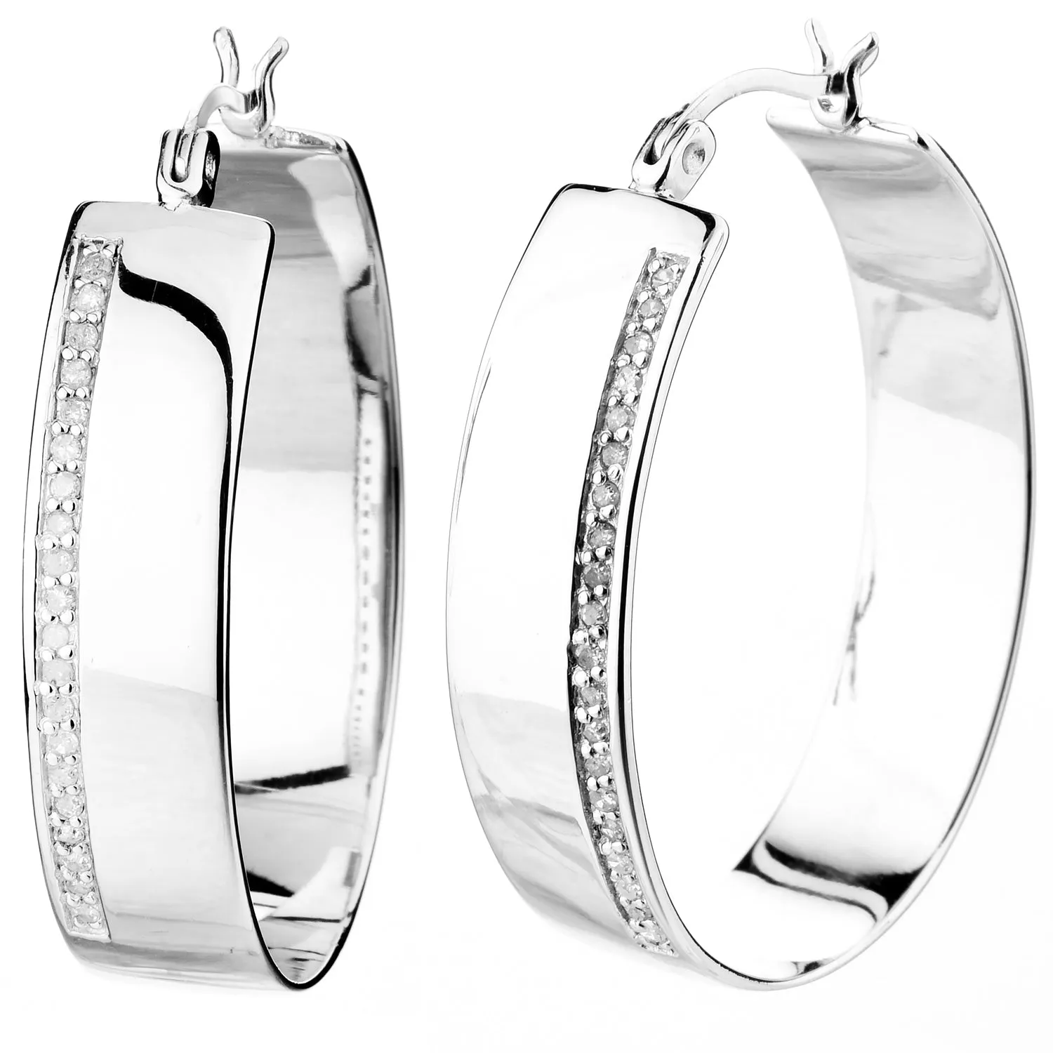 1/4 cttw Diamond Hoop Earrings in .925 Sterling Silver