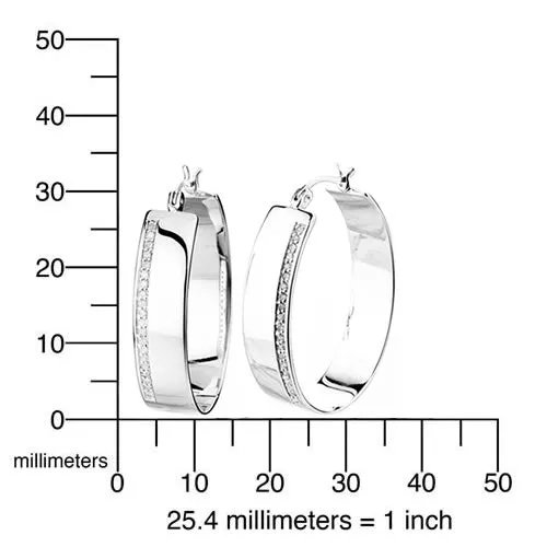 1/4 cttw Diamond Hoop Earrings in .925 Sterling Silver