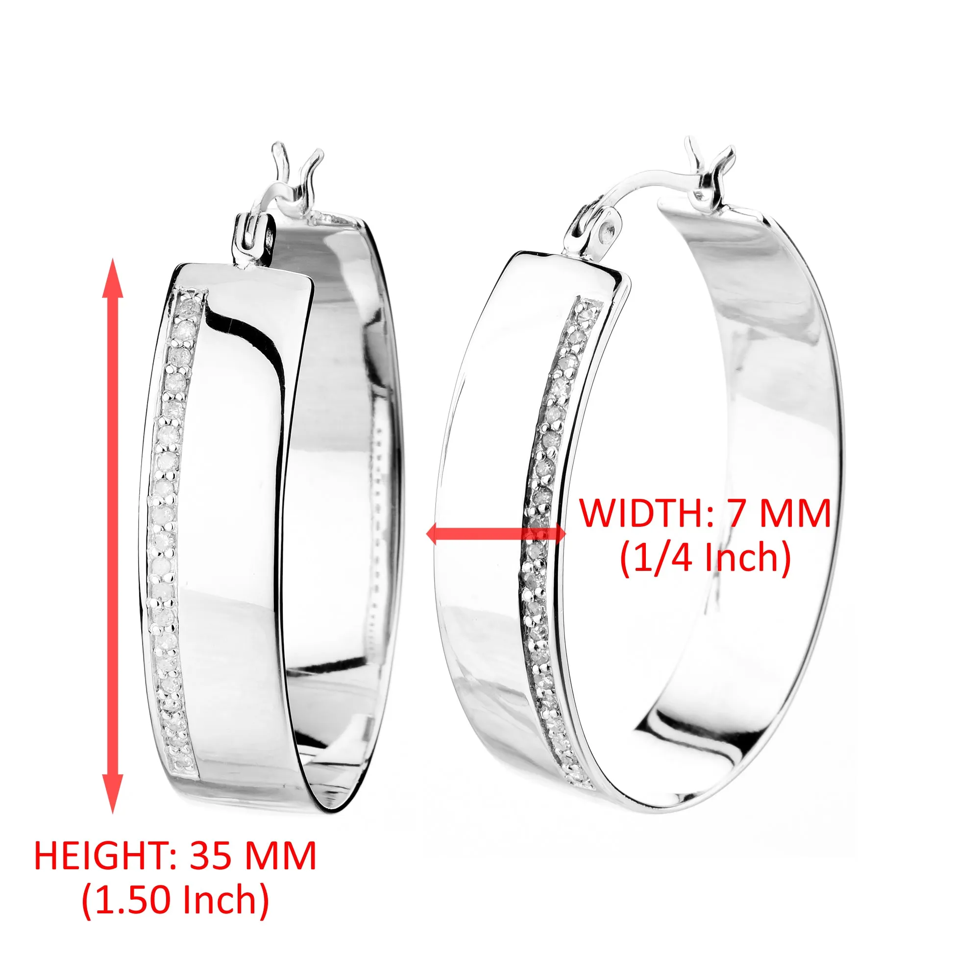 1/4 cttw Diamond Hoop Earrings in .925 Sterling Silver