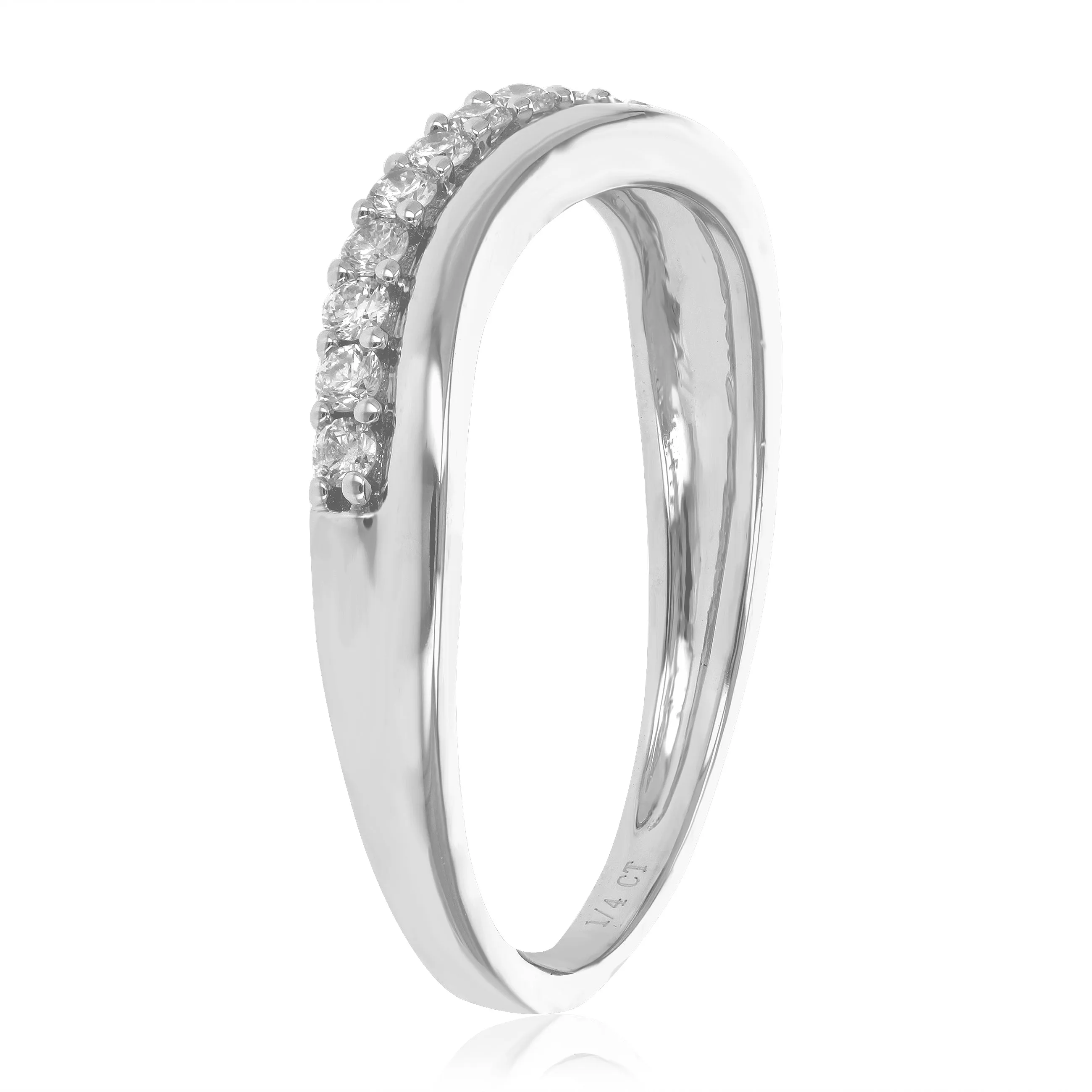 1/4 cttw Lab Grown Diamond Wave Wedding Band Sterling Silver
