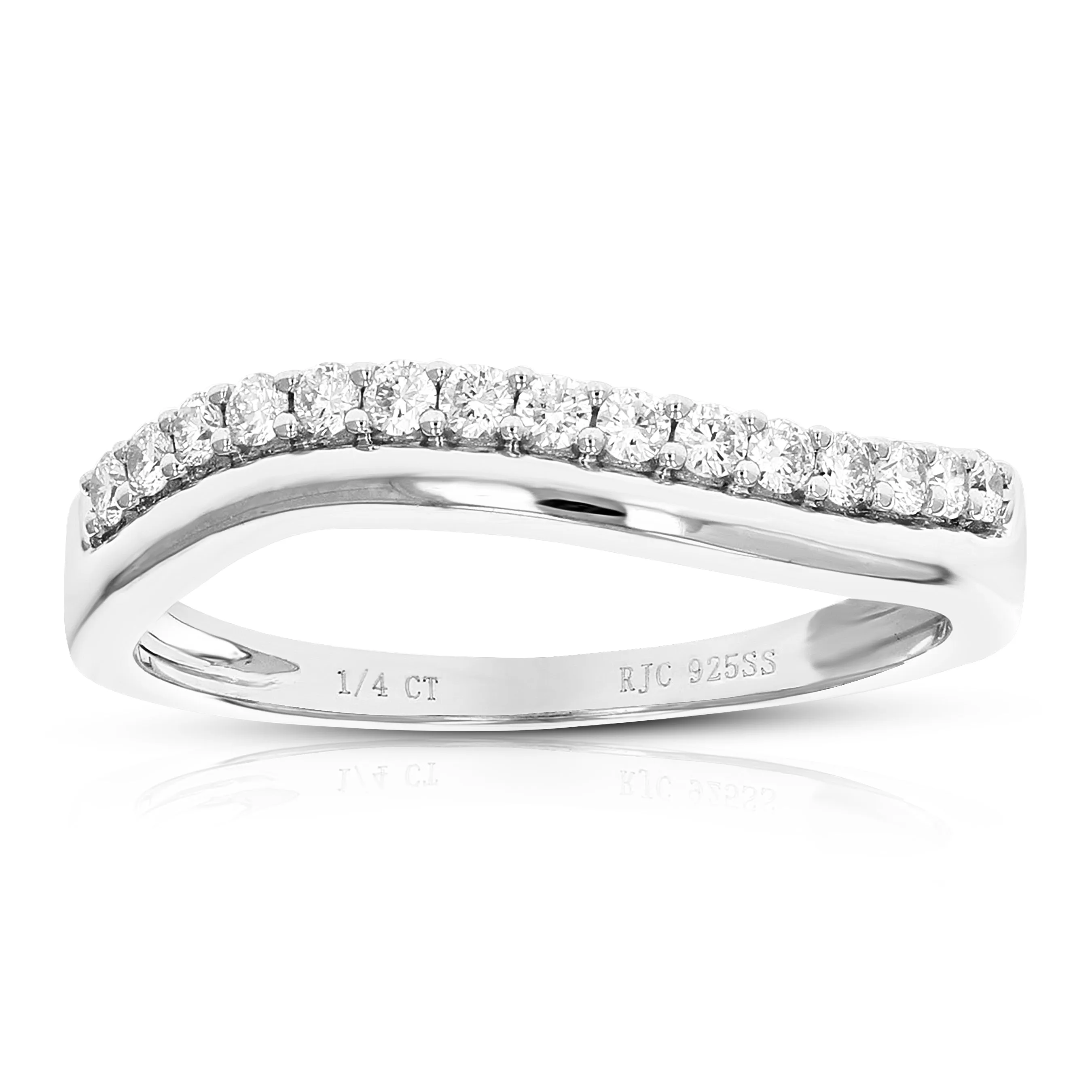 1/4 cttw Lab Grown Diamond Wave Wedding Band Sterling Silver