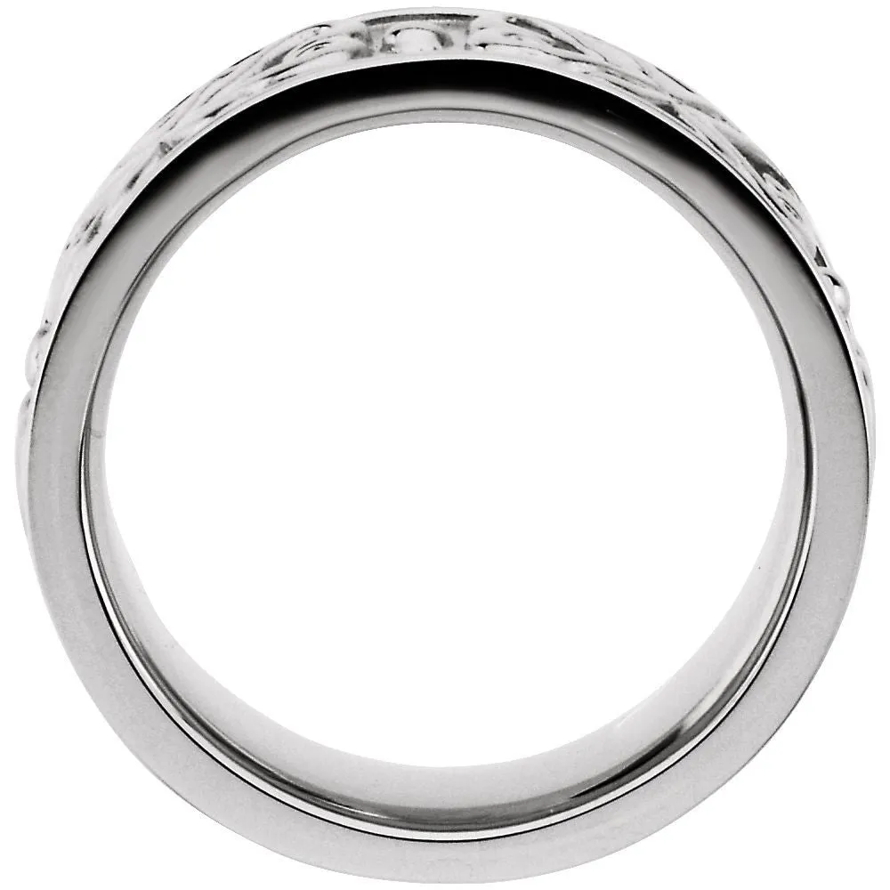 14k White Gold Etruscan-Style Band, Size 5