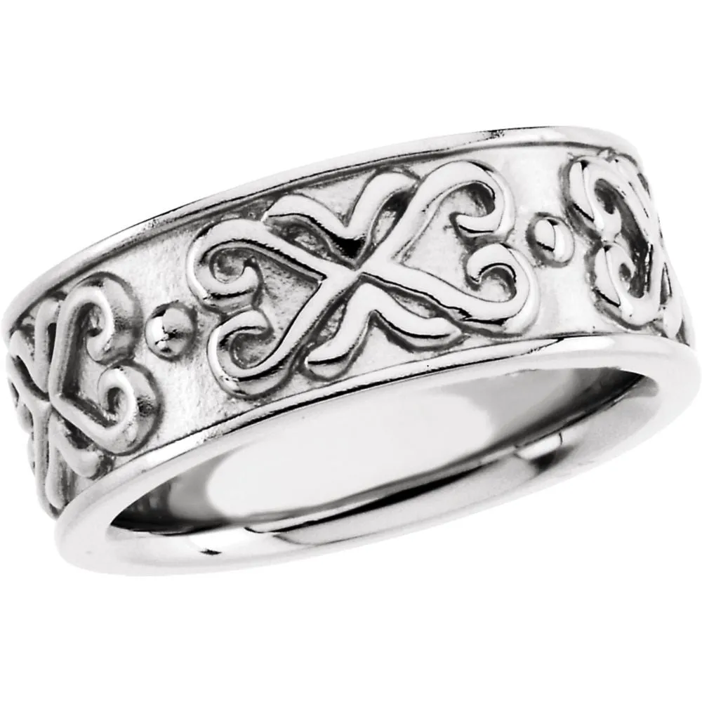 14k White Gold Etruscan-Style Band, Size 5