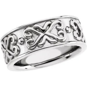 14k White Gold Etruscan-Style Band, Size 5