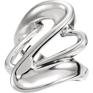 14k White Gold Fashion Ring, Size 6
