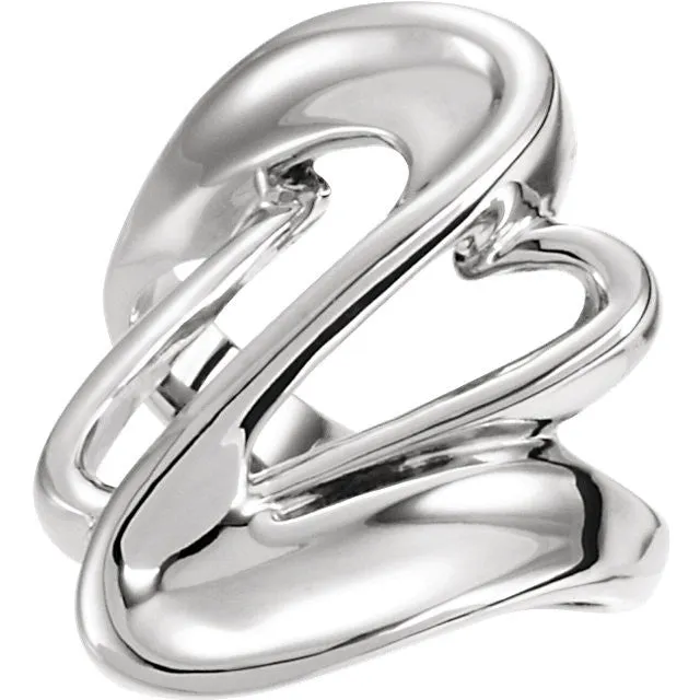 14k White Gold Fashion Ring, Size 6