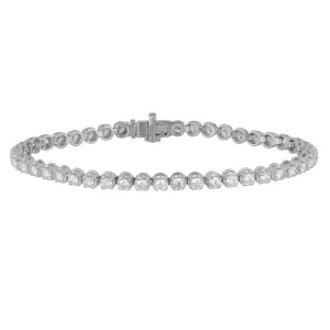 14k White Gold Four-Prong Diamond Line Bracelet, D=3.33tw