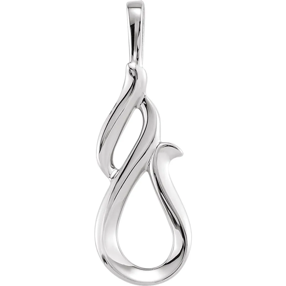 14k White Gold Freeform Pendant