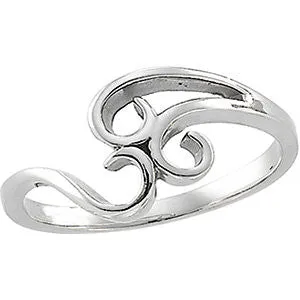 14k White Gold Freeform Ring, Size 6