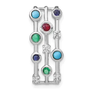 14k White Gold Gemstone and Turquoise Modern Chain Slide