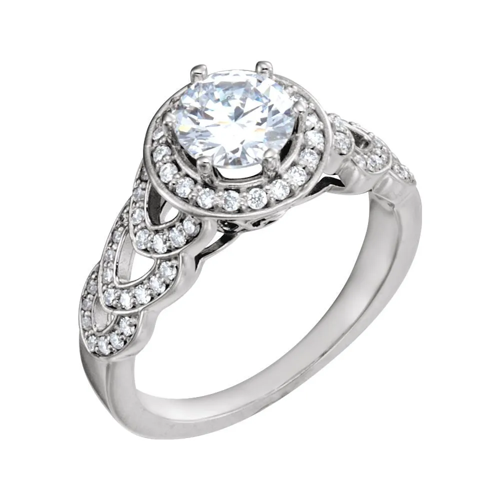 14k White Gold Halo-Style Band, Size 7