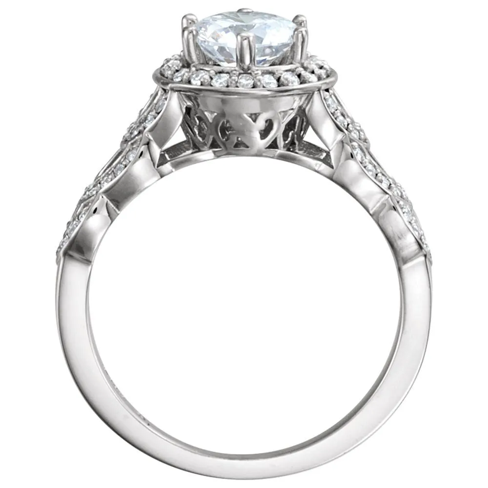 14k White Gold Halo-Style Band, Size 7
