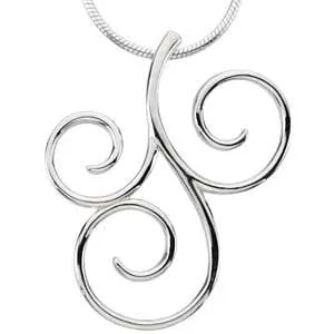 14k White Gold Scroll Fashion Pendant