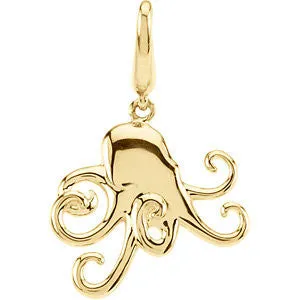 14k Yellow Gold Fashion Octopus Charm