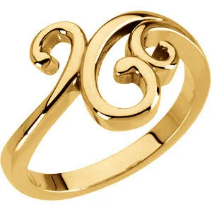 14k Yellow Gold Fashion Ring, Size 7