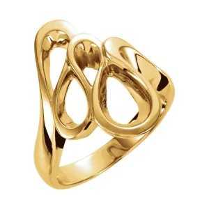 14k Yellow Gold Freeform Ring, Size 6