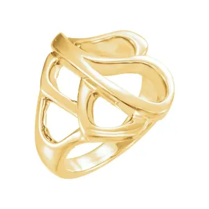 14k Yellow Gold Freeform Ring, Size 6
