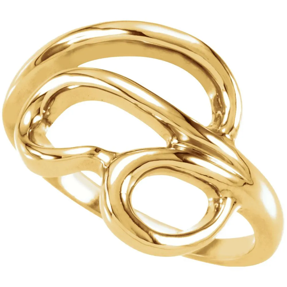 14k Yellow Gold Freeform Ring, Size 6