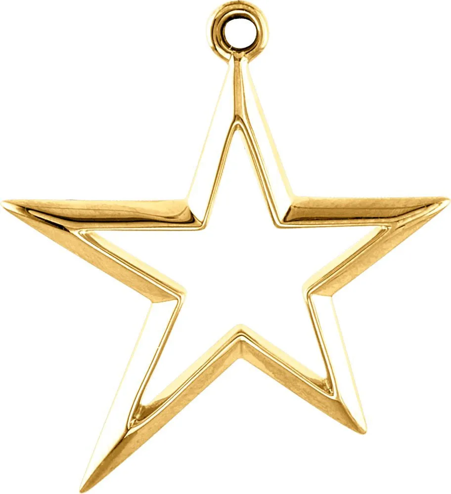 14k Yellow Gold Metal Fashion Star Pendant Dangle